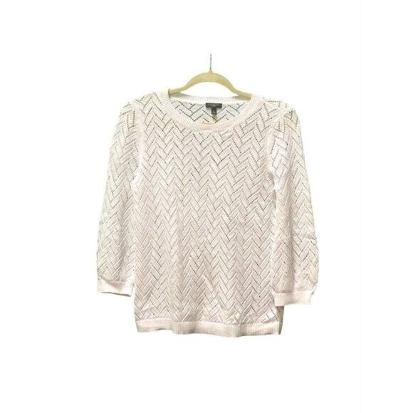 Talbots White Crew Neck Sweater - Picture 3 of 5